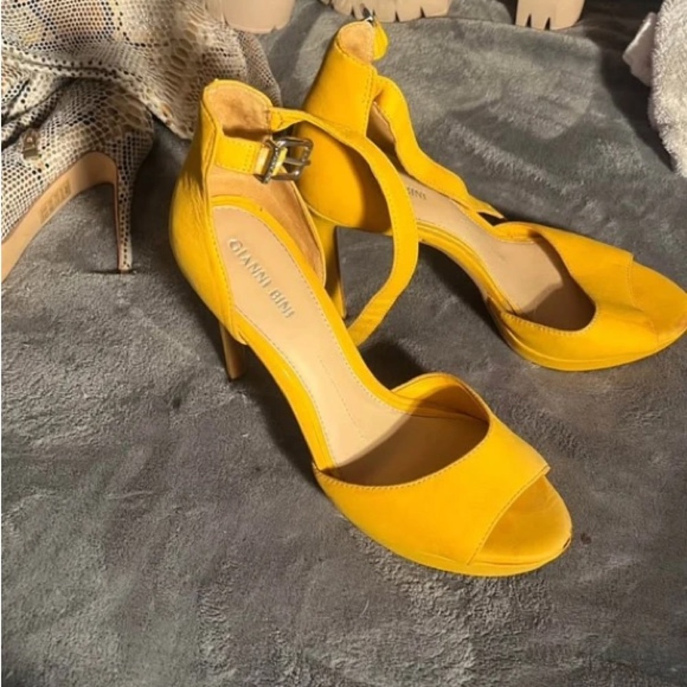 Gianni Bini Sunny Yellow Ankle Strap Heels